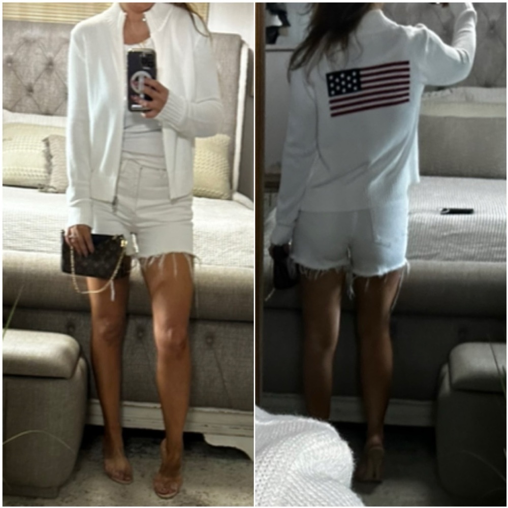 New❤️🤍💙 All-American Flag Zip-Up Sweater